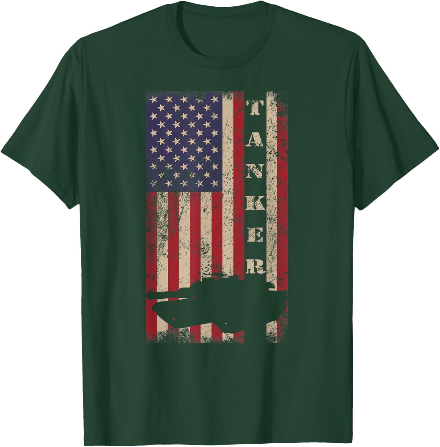 Tanker Abrams Tank Crew Veteran American Flag T-Shirt - T-Shirt | Forest