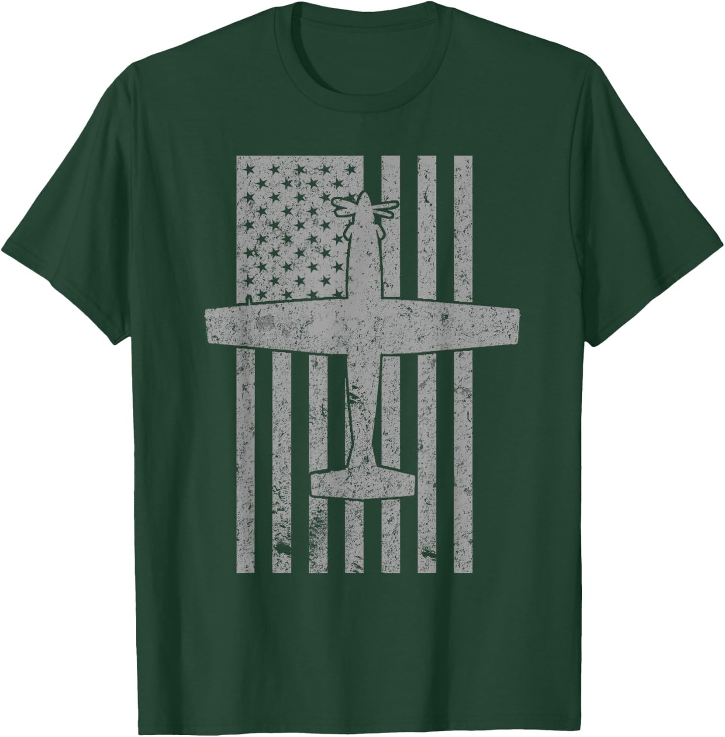 T-6 Texan II Trainer Airplane Vintage Flag T-Shirt - T-Shirt | Forest