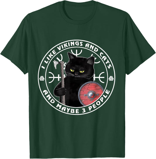 I Like Vikings And Cats And Maybe 3 People, Vikings Kitten T-Shirt - T-Shirt | Forest