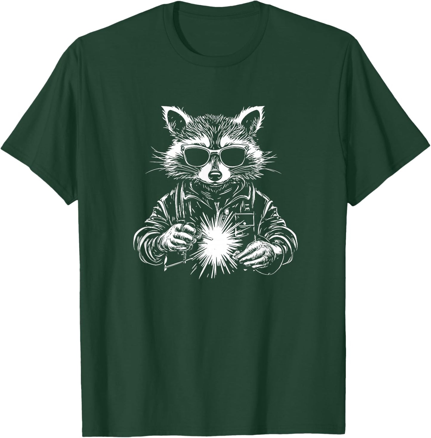 Cool Welding Raccoon Design with Sunglasses T-Shirt - T-Shirt | Forest