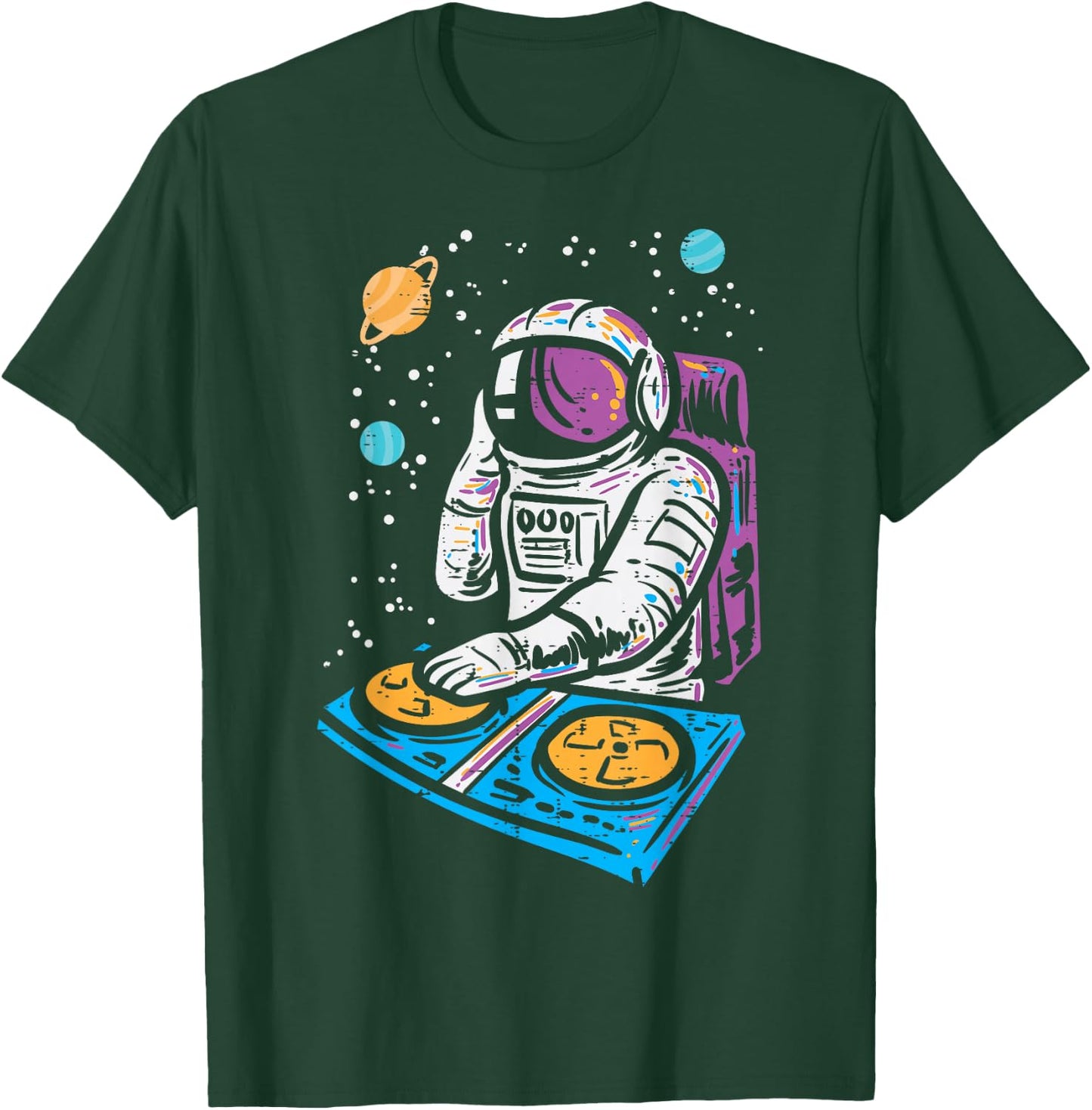 Dj Mixer Astronaut Turntable Space Galaxy Edm Women Men Kids T-Shirt - T-Shirt | Forest