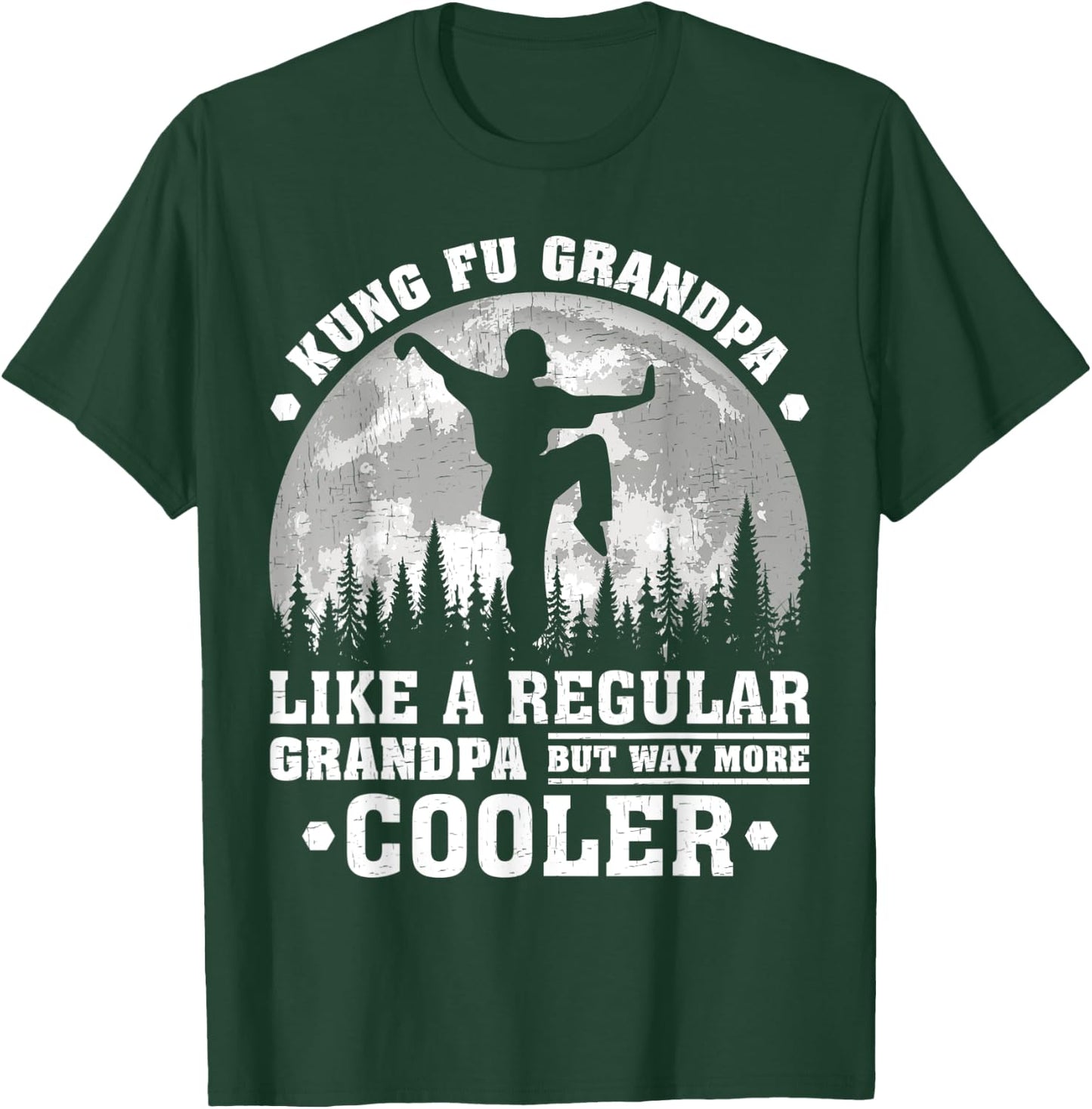 Kung Fu Grandpa Funny Moon Vintage Kung Fu Father's Day T-Shirt - T-Shirt | Forest