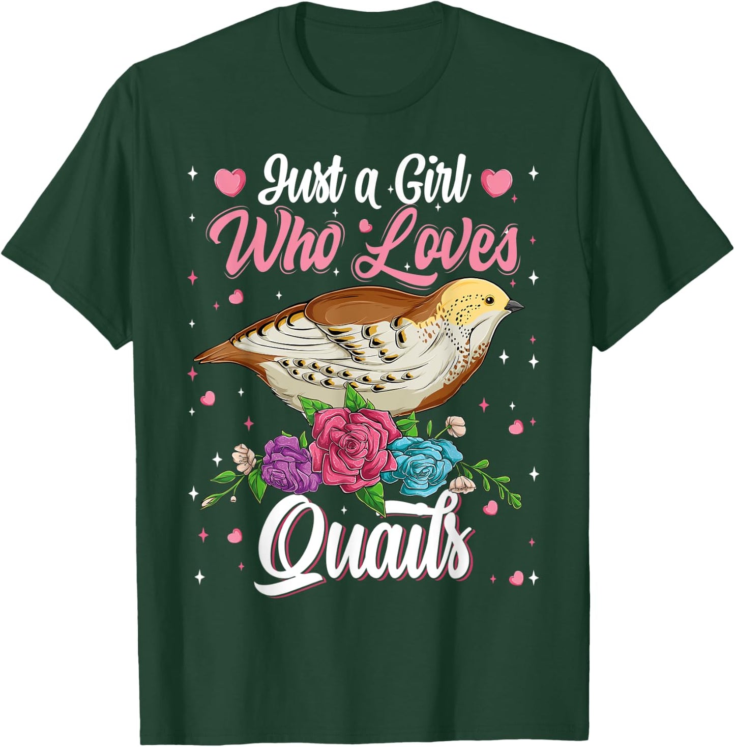 Just A Girl Who Loves Quails Birds Lovers Birdwatching Girls T-Shirt - T-Shirt | Forest