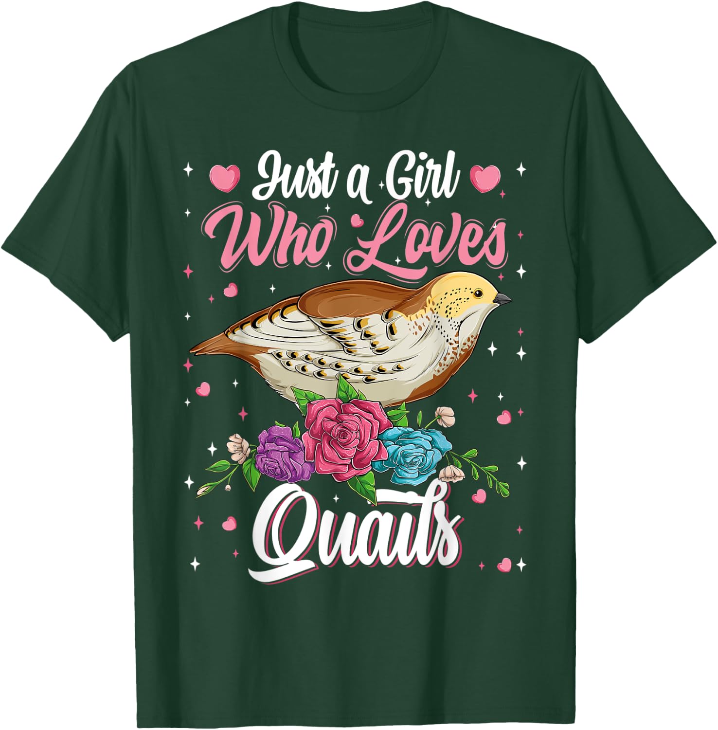 Just A Girl Who Loves Quails Birds Lovers Birdwatching Girls T-Shirt - T-Shirt | Forest
