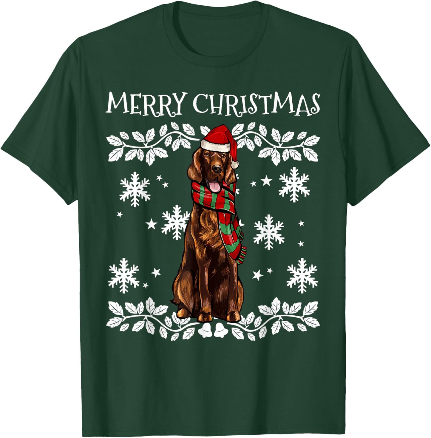 Merry Christmas Setter Irish Ugly Christmas T-Shirt - T-Shirt | Forest