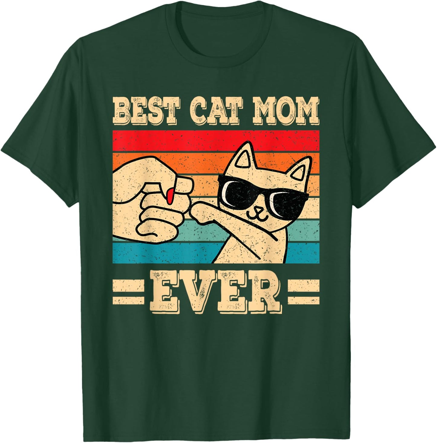 Best Cat Mom Ever Funny Vintage Kitten Lover Retro Women T-Shirt - T-Shirt | Forest