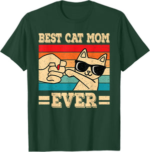 Best Cat Mom Ever Funny Vintage Kitten Lover Retro Women T-Shirt - T-Shirt | Forest