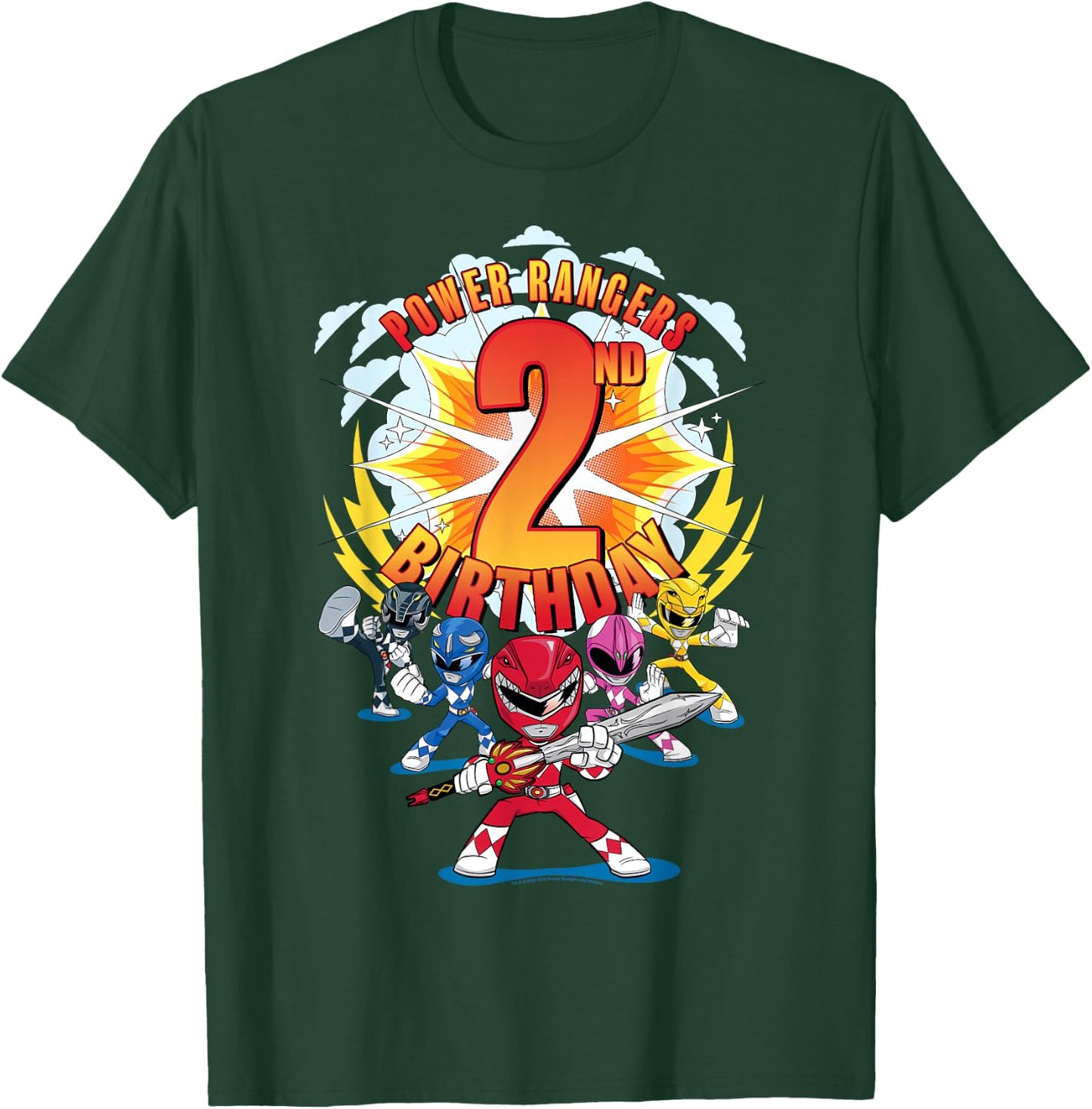 Power Rangers Awesome 2nd Birthday Mini Action Shot T-Shirt - T-Shirt | Forest