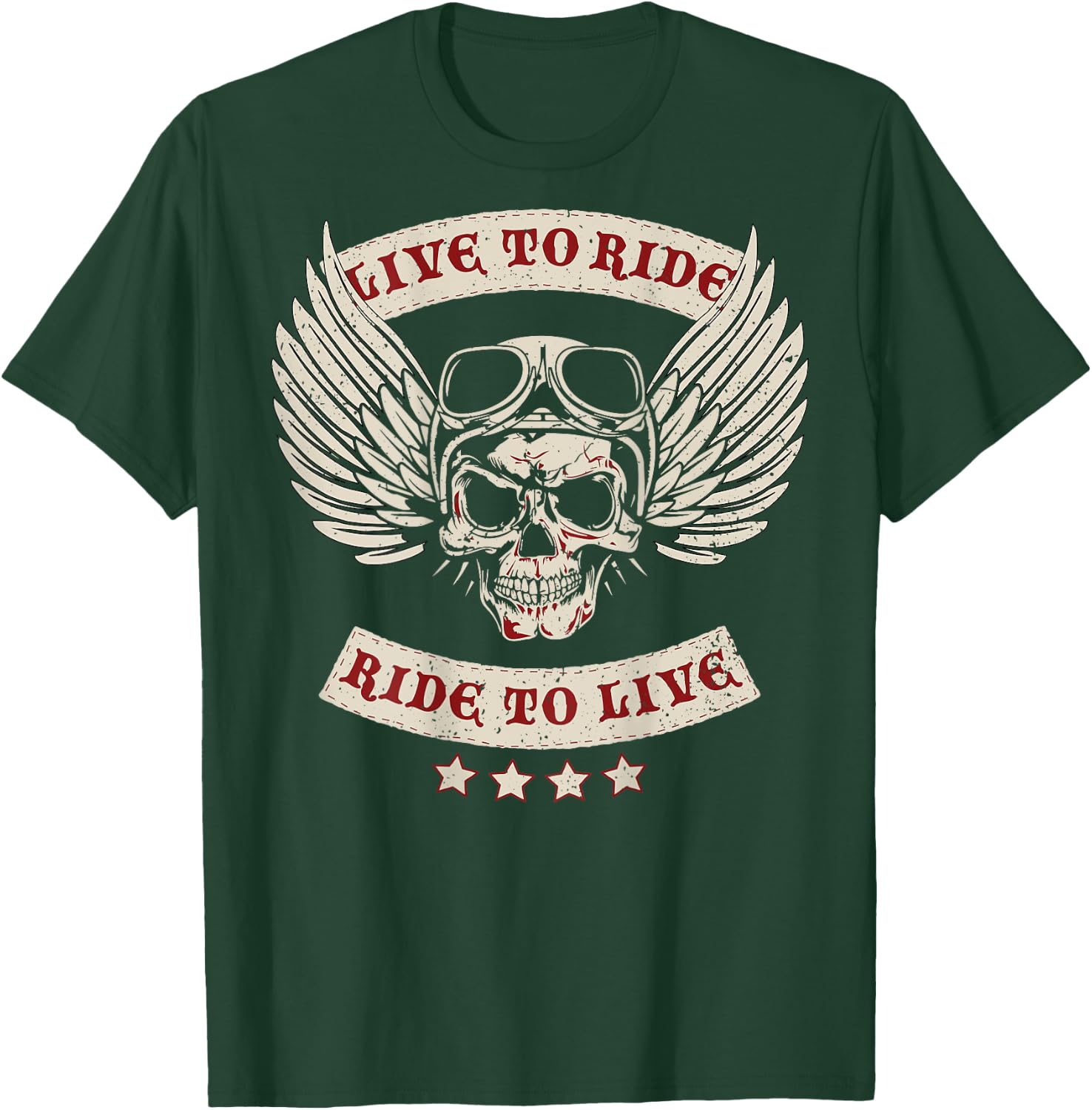Live to Ride Motorcycle MC (Design on Back) T-Shirt - T-Shirt | Forest