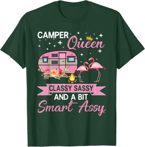 Camper Queen Classy Sassy Smart Assy Camping RV Gifts Women T-Shirt - T-Shirt | Forest