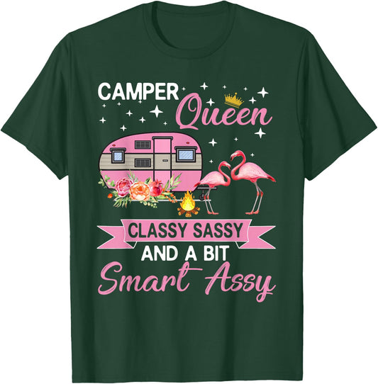 Camper Queen Classy Sassy Smart Assy Camping RV Gifts Women T-Shirt - T-Shirt | Forest