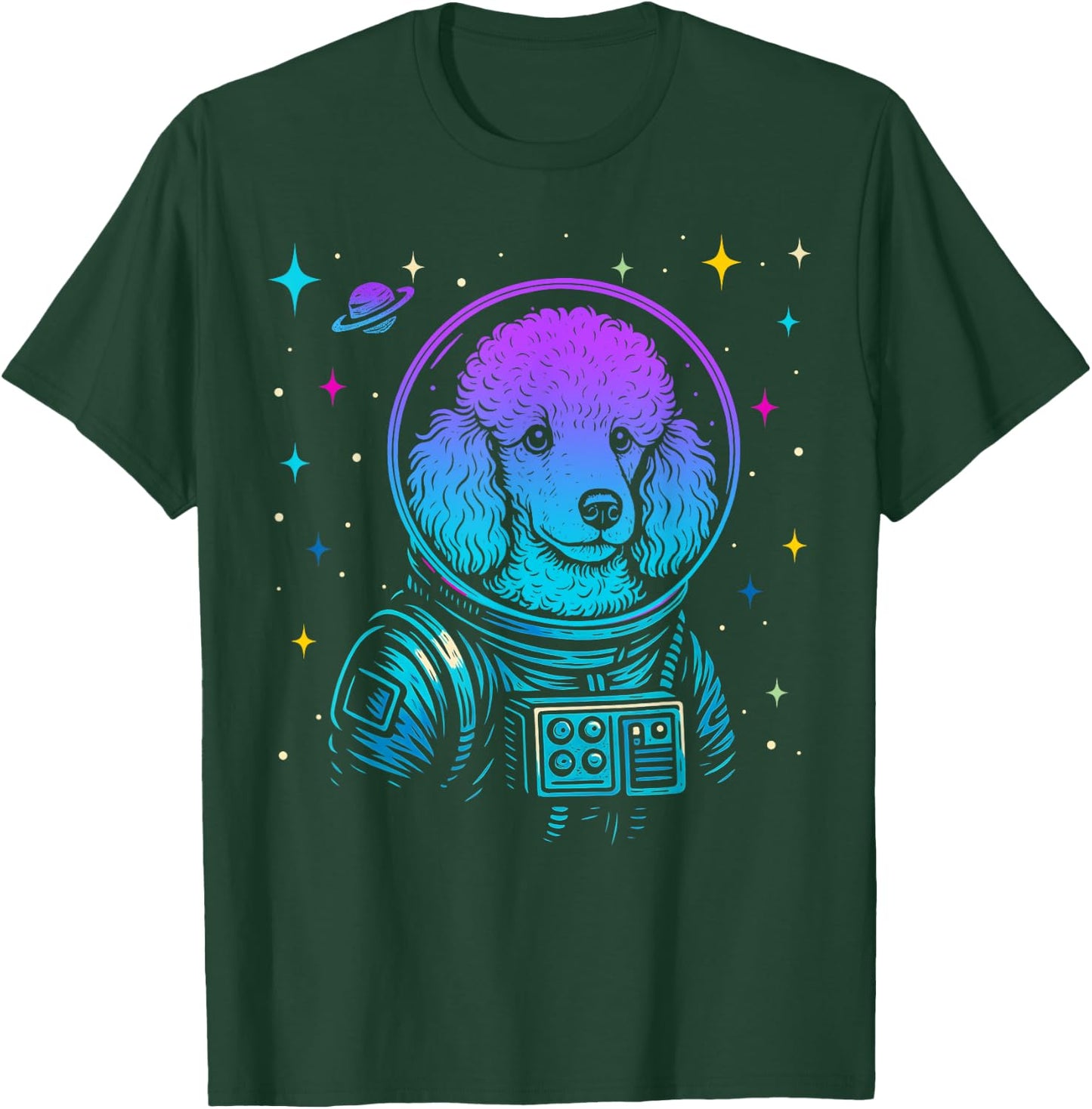 Colorful Astronaut Poodle Space Galaxy Dog Lovers T-Shirt - T-Shirt | Forest