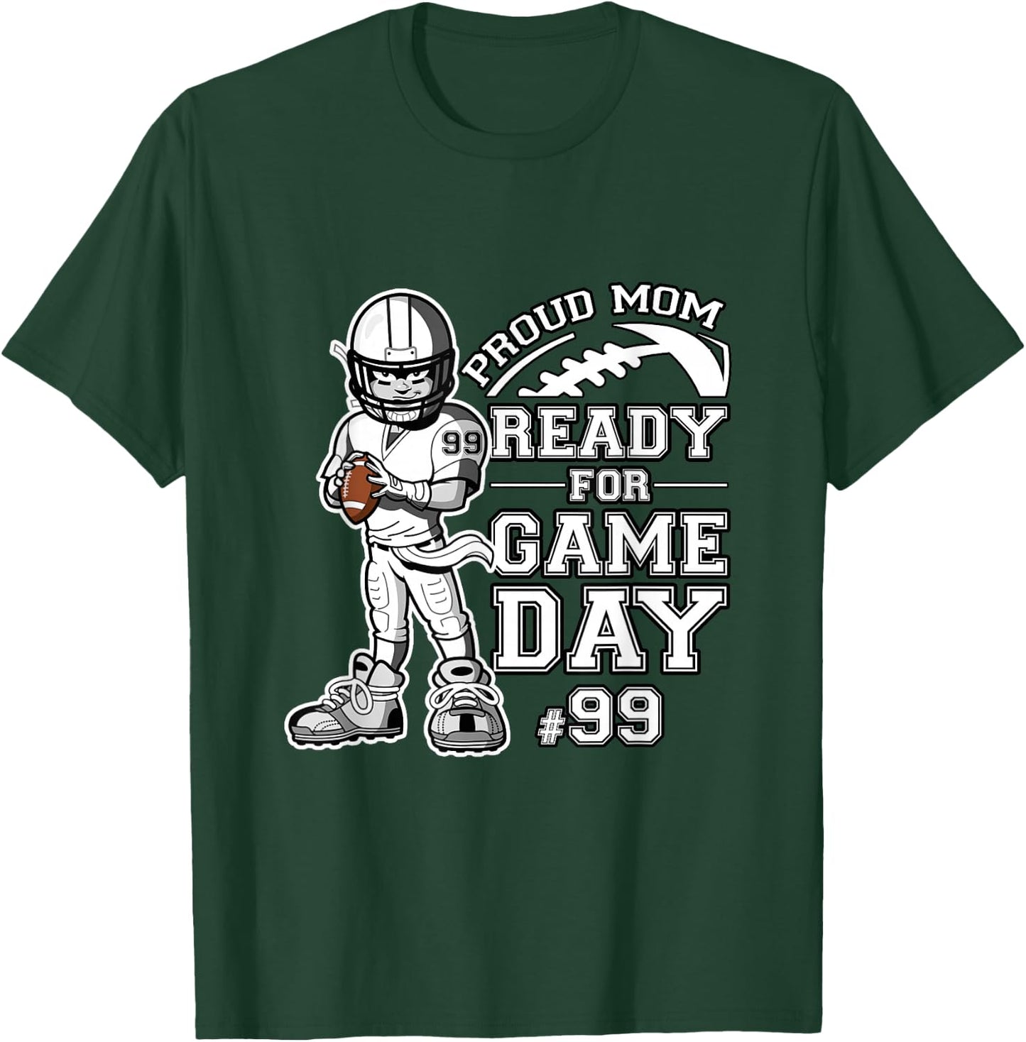 Custom Proud Football Mom Number 99 Personalized T-Shirt - T-Shirt | Forest