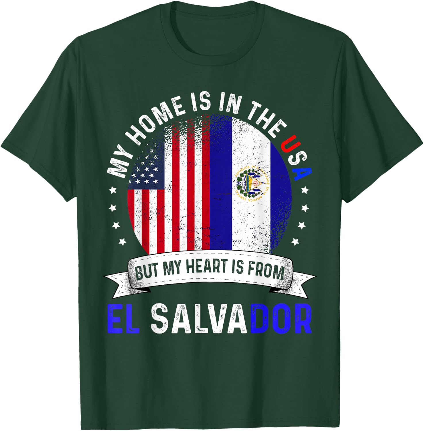 Salvadoran American Patriot Heart is from El Salvador Flag T-Shirt - T-Shirt | Forest