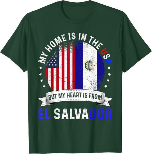 Salvadoran American Patriot Heart is from El Salvador Flag T-Shirt - T-Shirt | Forest
