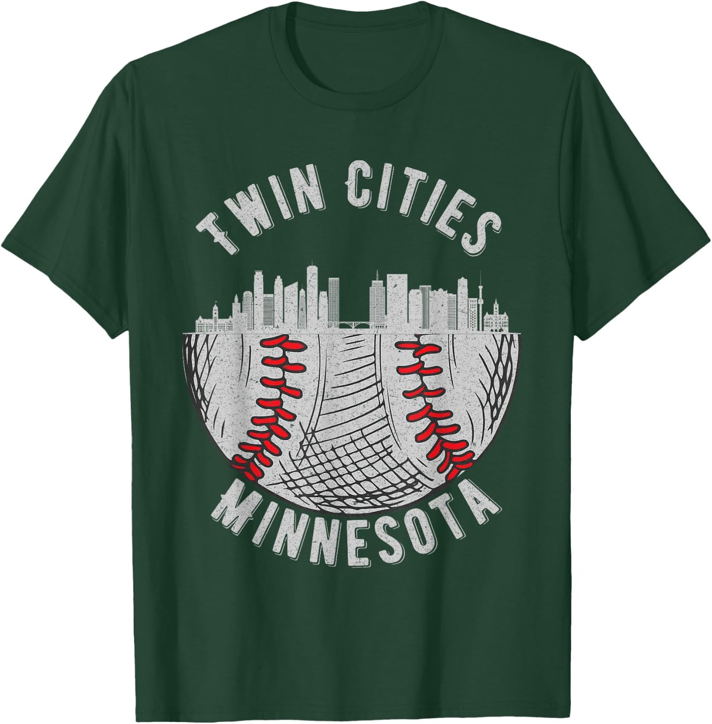 Cool Twin Cities Minnesota MN Baseball Skyline St. Paul-MPLS T-Shirt - T-Shirt | Forest