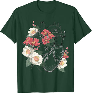 Anatomical Heart and Flowers Anatomy Heart Cute Cardiologist T-Shirt - T-Shirt | Forest