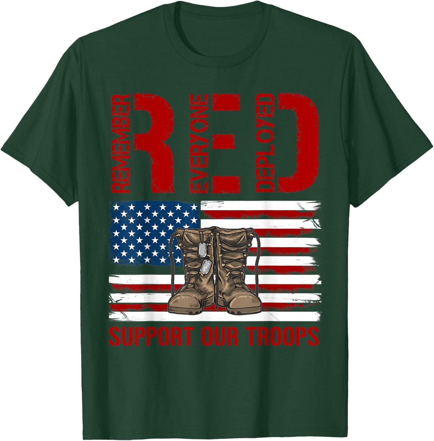 Support Our Troops - Soldier Veteran Red Friday Military T-Shirt - T-Shirt | Forest