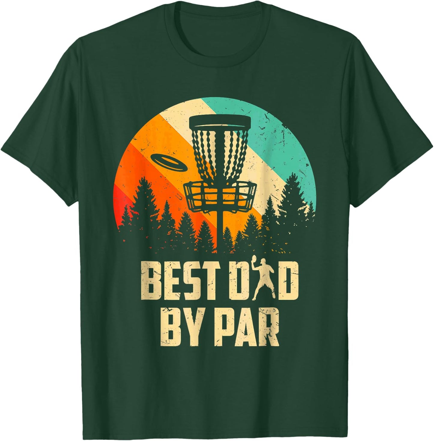 Men Vintage Best Dad By Par Disc Golf Dad Fathers Day T-Shirt - T-Shirt | Forest