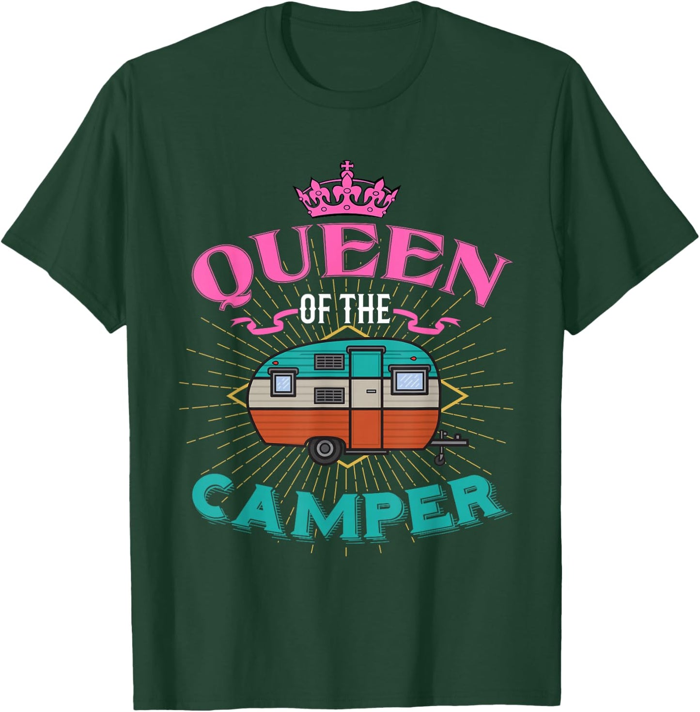 Queen of the Camper Women and Girls Camping T-Shirt - T-Shirt | Forest