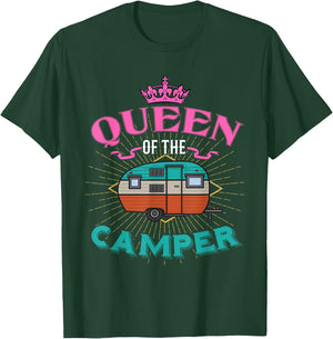 Queen of the Camper Women and Girls Camping T-Shirt - T-Shirt | Forest