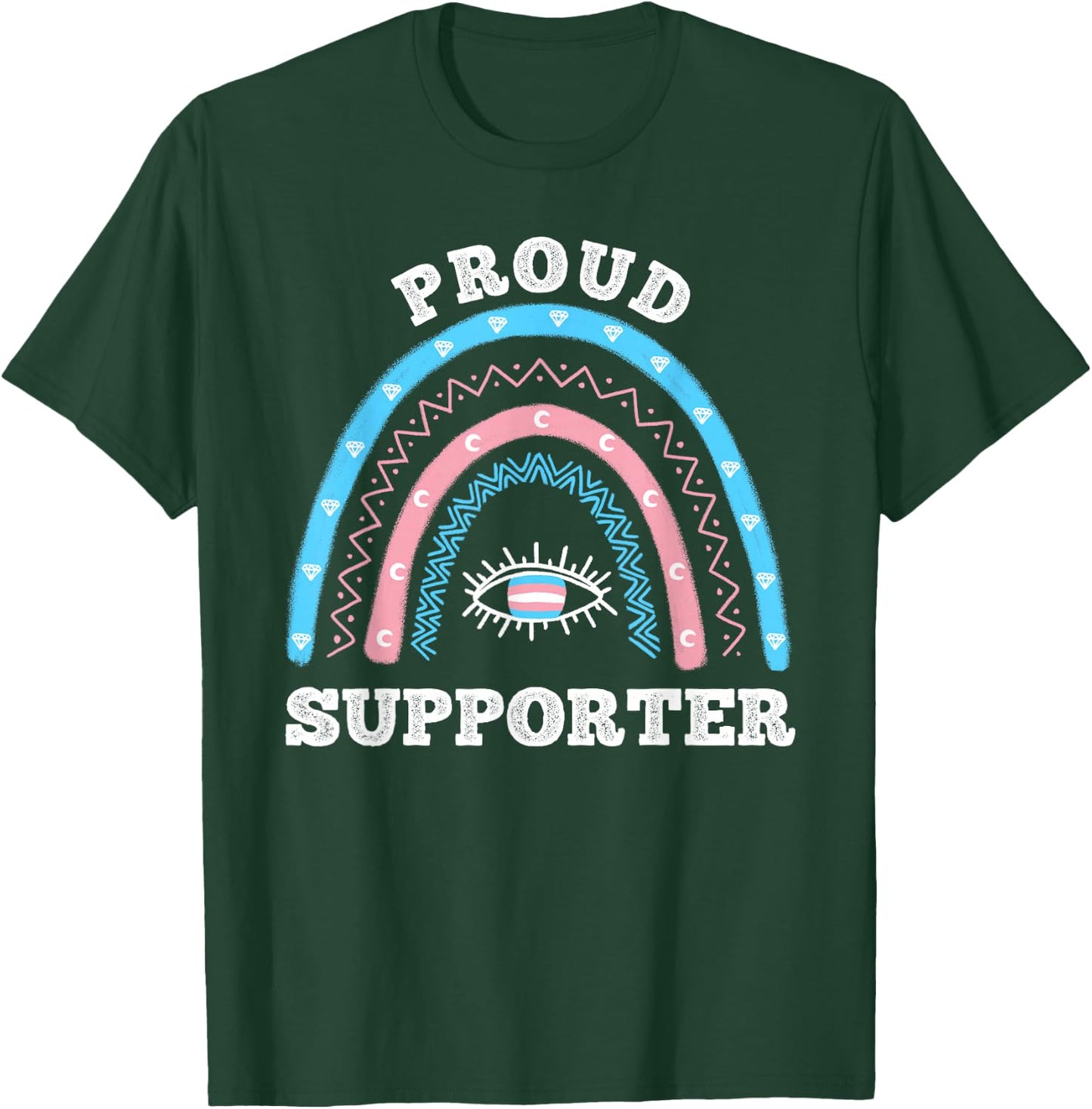 Boho Rainbow Proud Supporter Transgender T-Shirt - T-Shirt | Forest