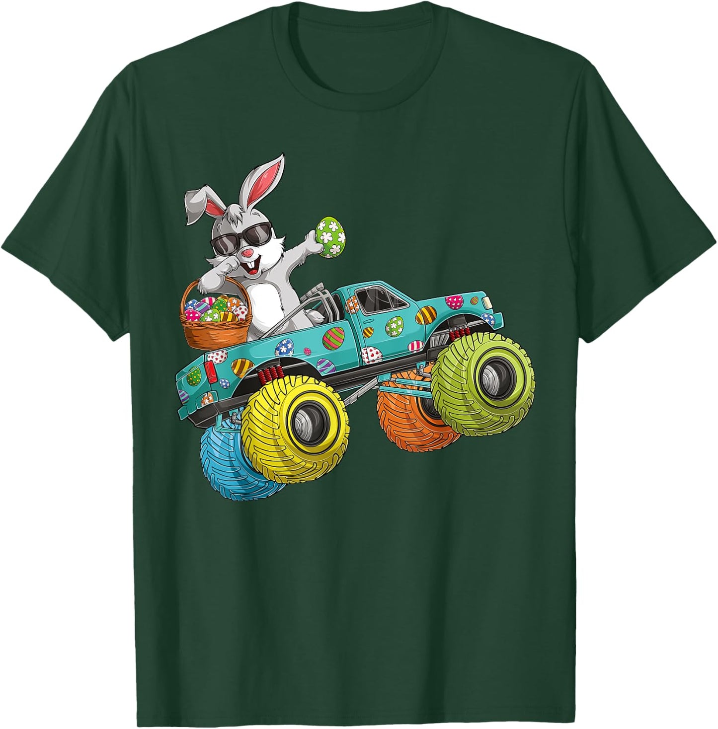 Dabbing Bunny Happy Easter Monster Truck Lovers Kids Boys T-Shirt - T-Shirt | Forest