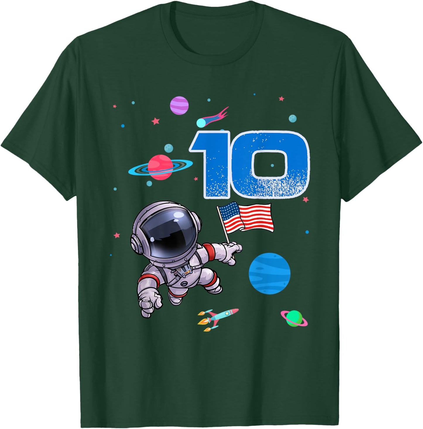 Astronaut Birthday Boy 10th Birthday 10 Years Old Space T-Shirt - T-Shirt | Forest