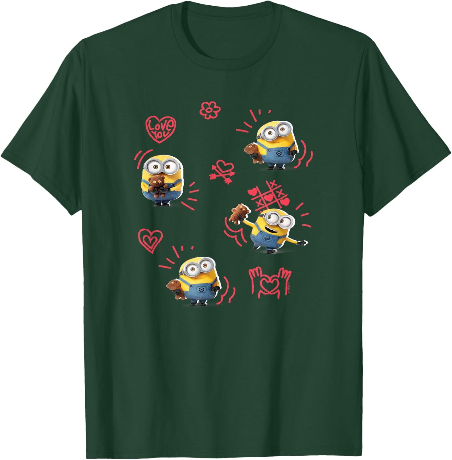 Minions Valentine's Day Bob and Teddy Bear Jumble T-Shirt - T-Shirt | Forest