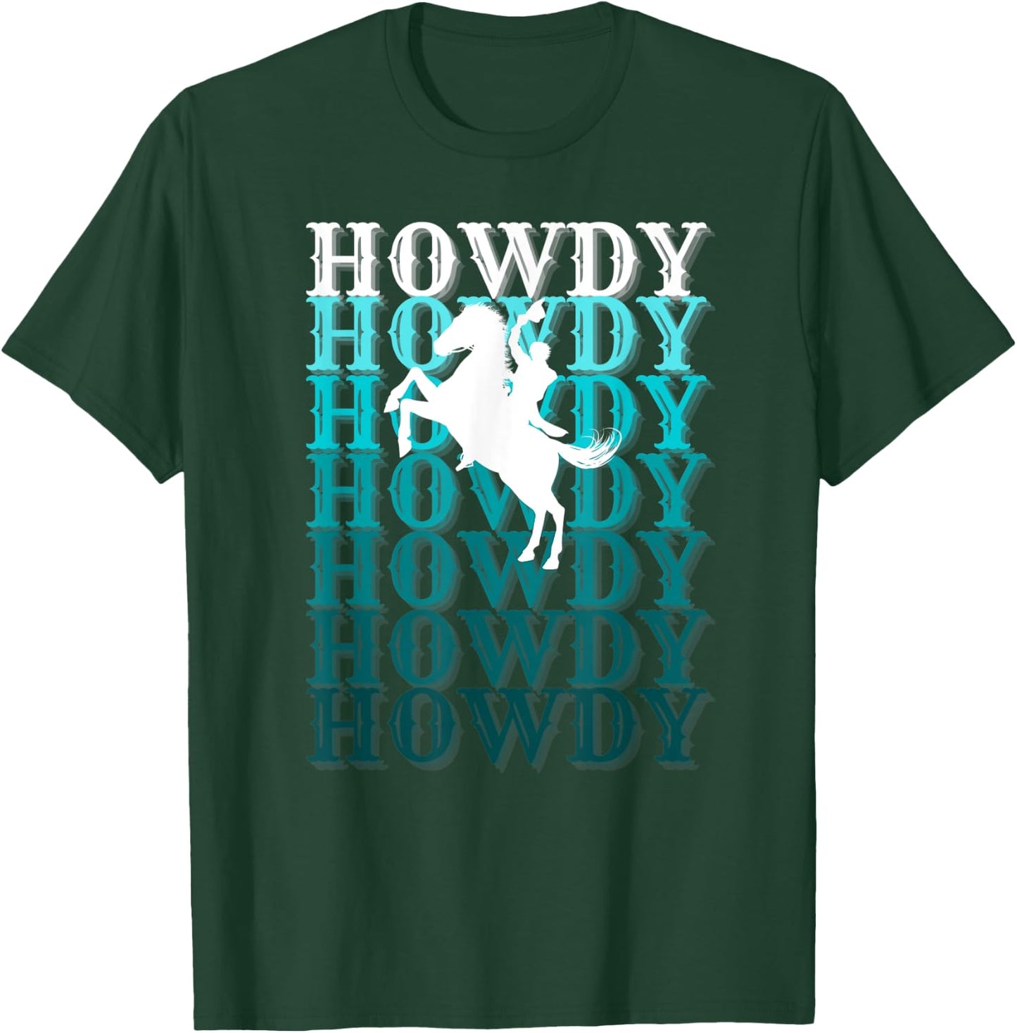 Fun Teal Country Boho Western Greetings Farm Fashion Horses T-Shirt - T-Shirt | Forest