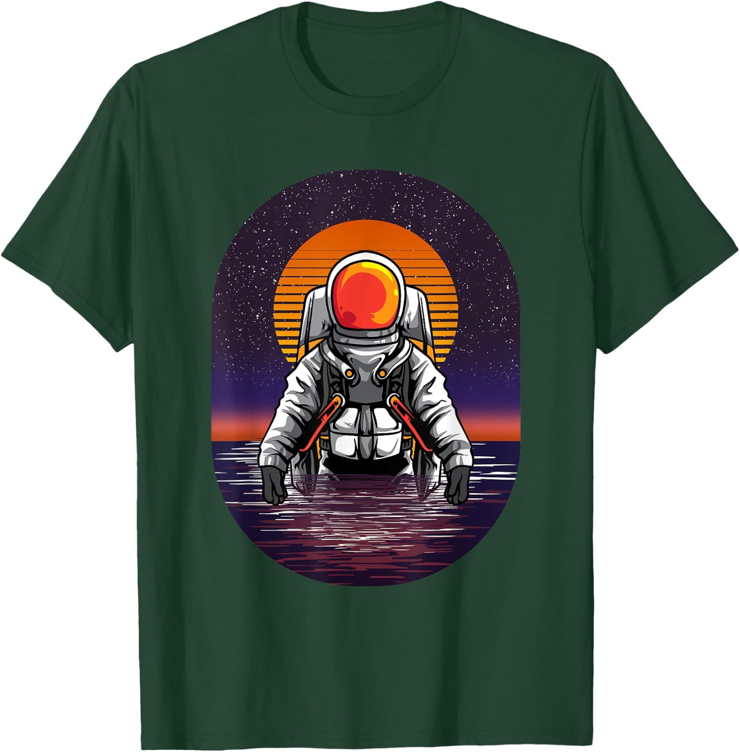 Astronaut Rising from The Sea Ocean Sunset Space Science T-Shirt - T-Shirt | Forest