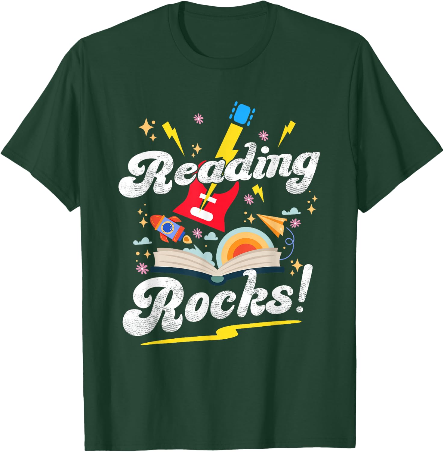 Reading Rocks Funny Quotes for National Reading Month 2024 T-Shirt - T-Shirt | Forest