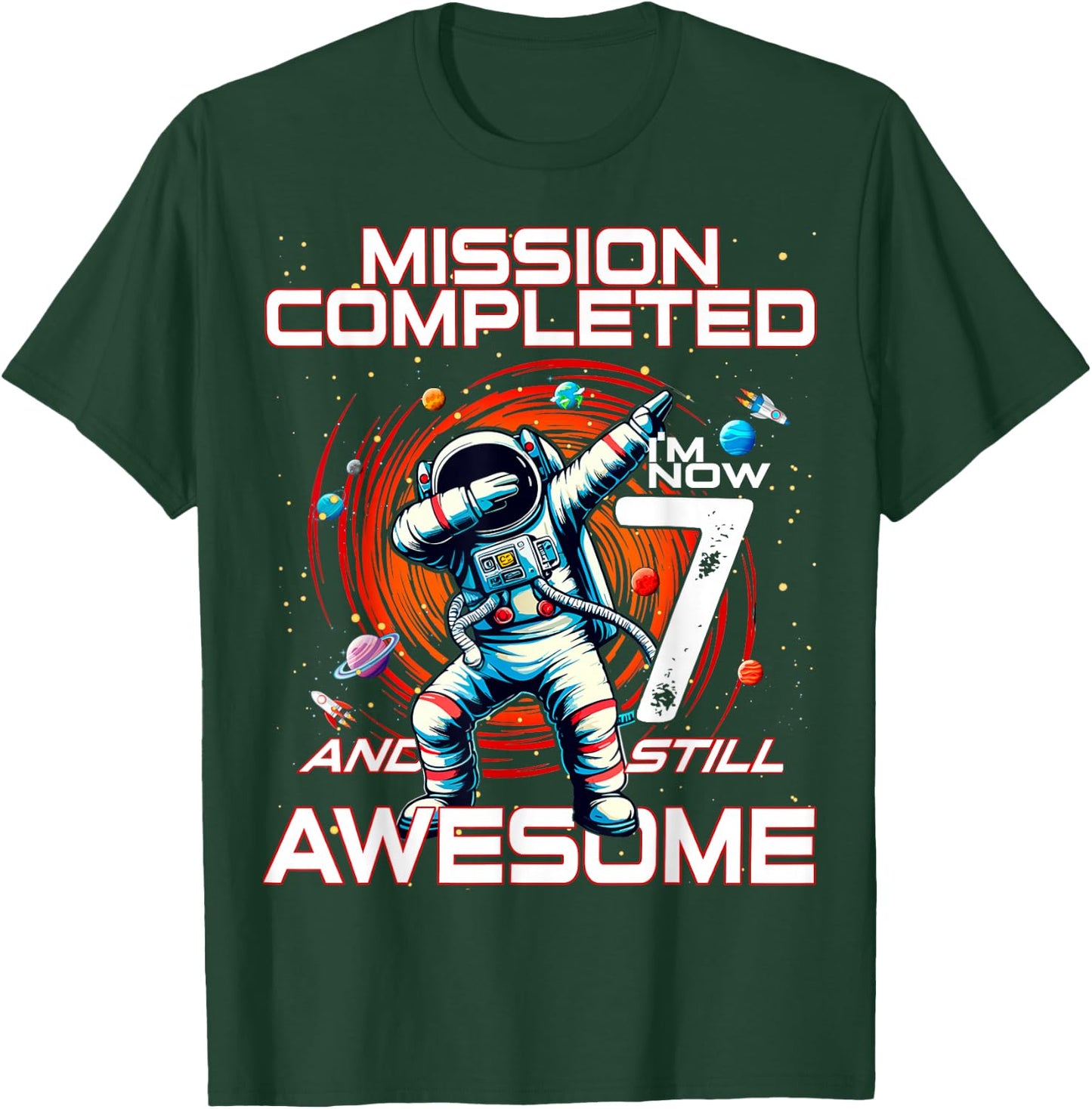 7th Birthday Astronaut Astronomy 7th Year Old Birthday T-Shirt - T-Shirt | Forest