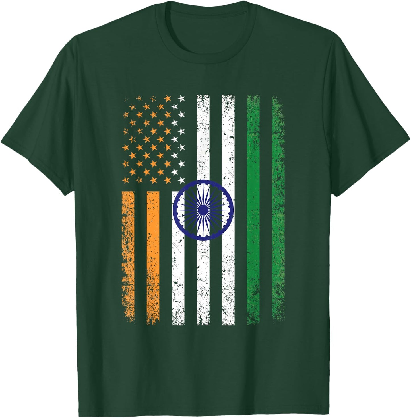 India USA Flag 4th Of July Patriotic American Indian Flag T-Shirt - T-Shirt | Forest