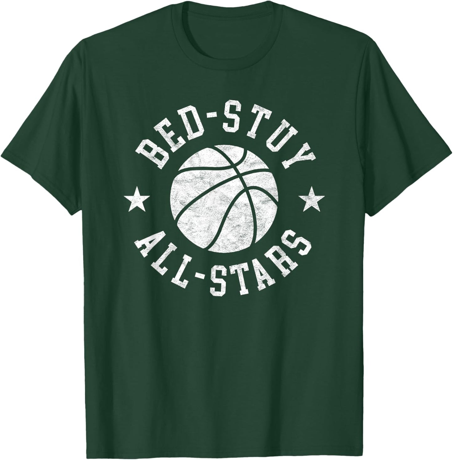 Vintage Bed-Stuy All-Stars Retro Distressed 80s Basketball T-Shirt - T-Shirt | Forest