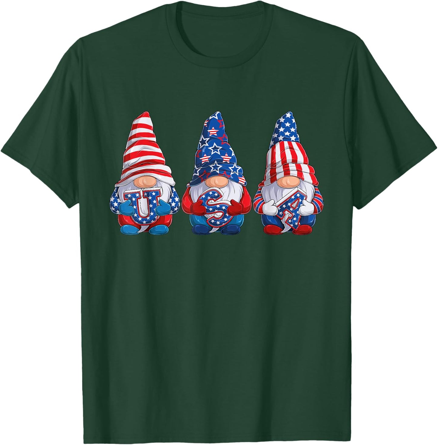 Gnomes 4th Of July Patriotic Gnome USA Flag Independence Day T-Shirt - T-Shirt | Forest