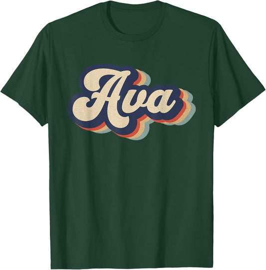 Retro Vintage Ava Name Personalized T-Shirt - T-Shirt | Forest