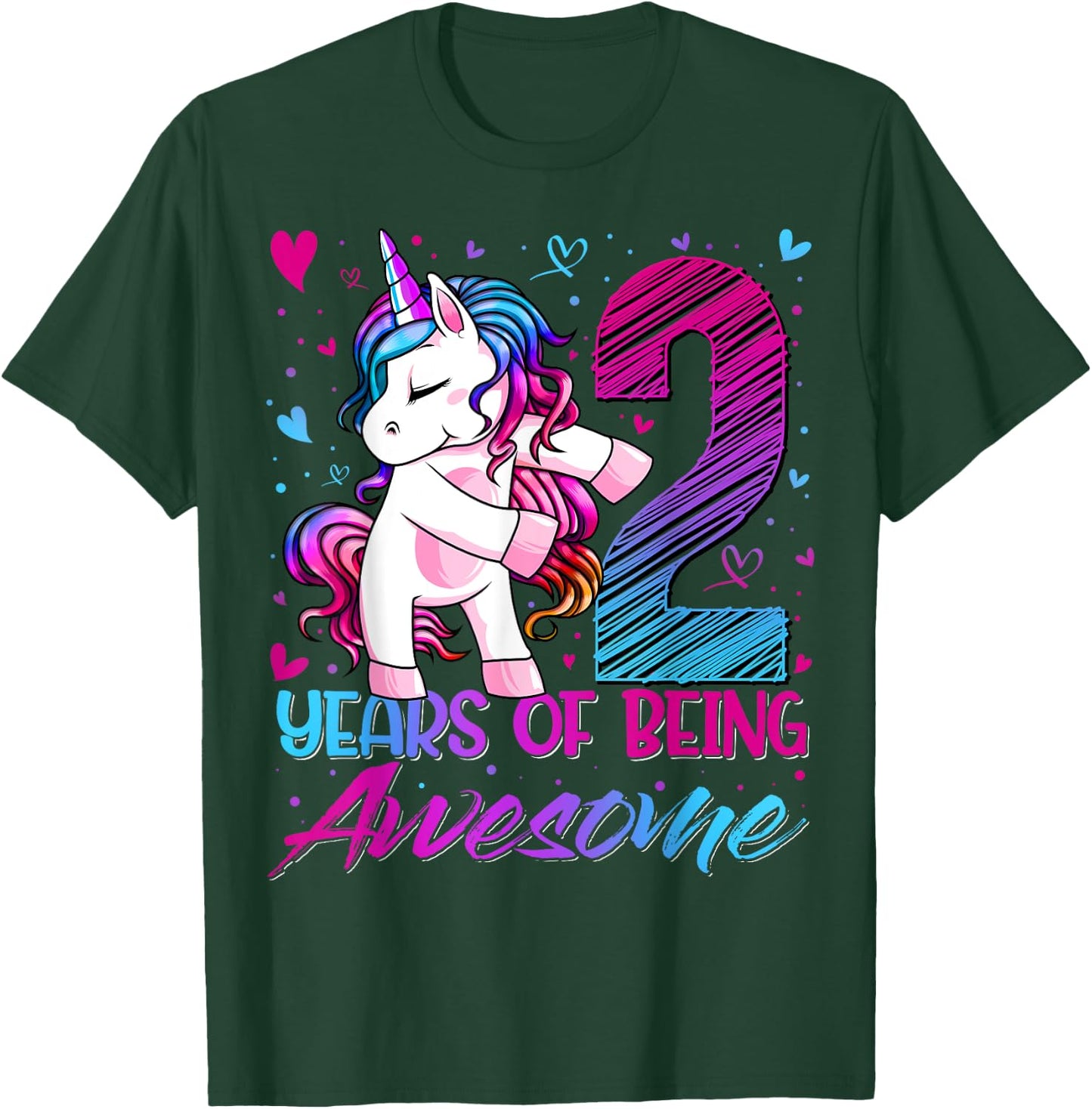 2 Year Old Gifts Unicorn Flossing 2nd Birthday Girl Party T-Shirt - T-Shirt | Forest
