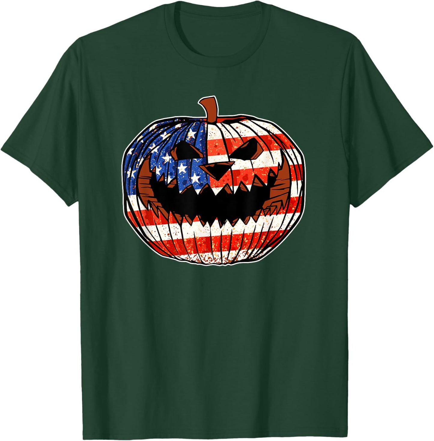 Patriotic America USA Flag Pumpkin Halloween T-Shirt - T-Shirt | Forest