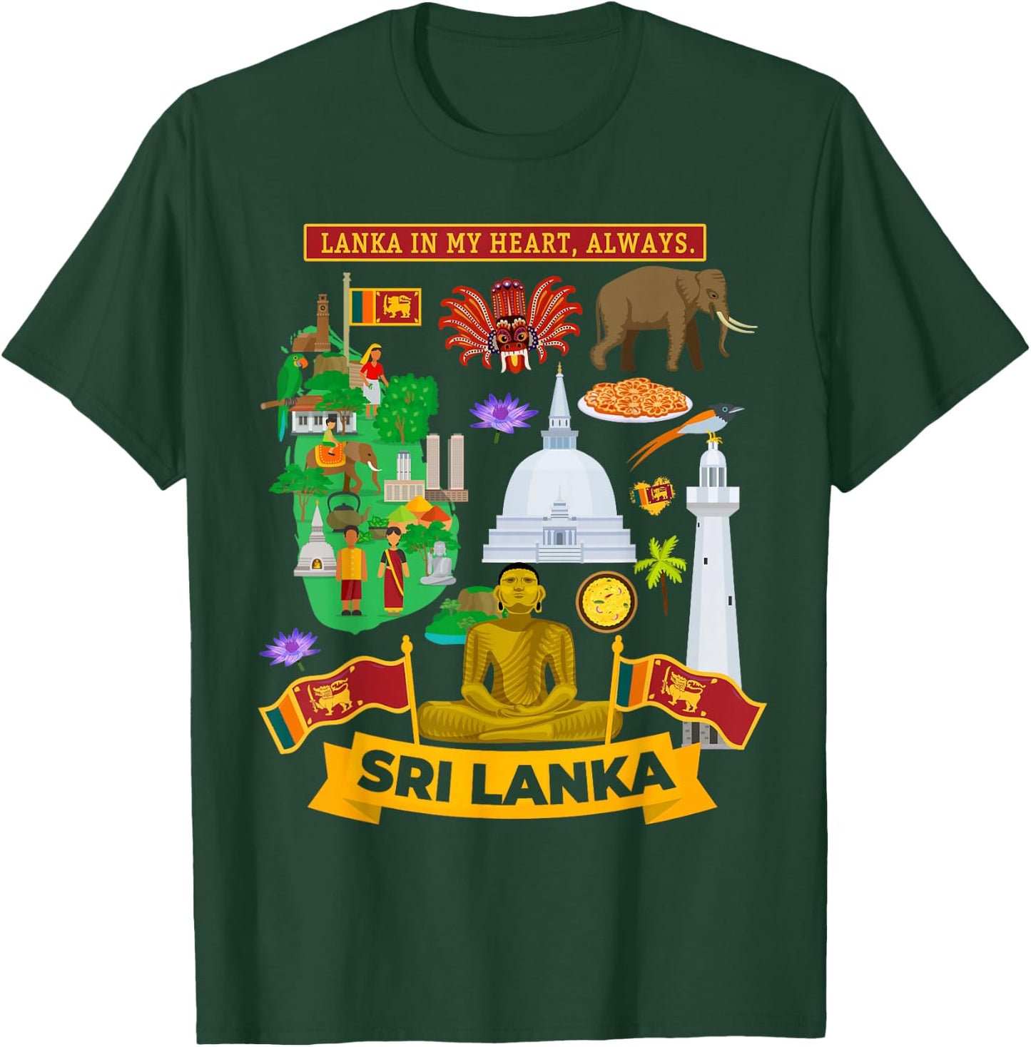 Sri Lanka Heritage Outfit Idea for Kids & Sri Lankan Flag T-Shirt - T-Shirt | Forest