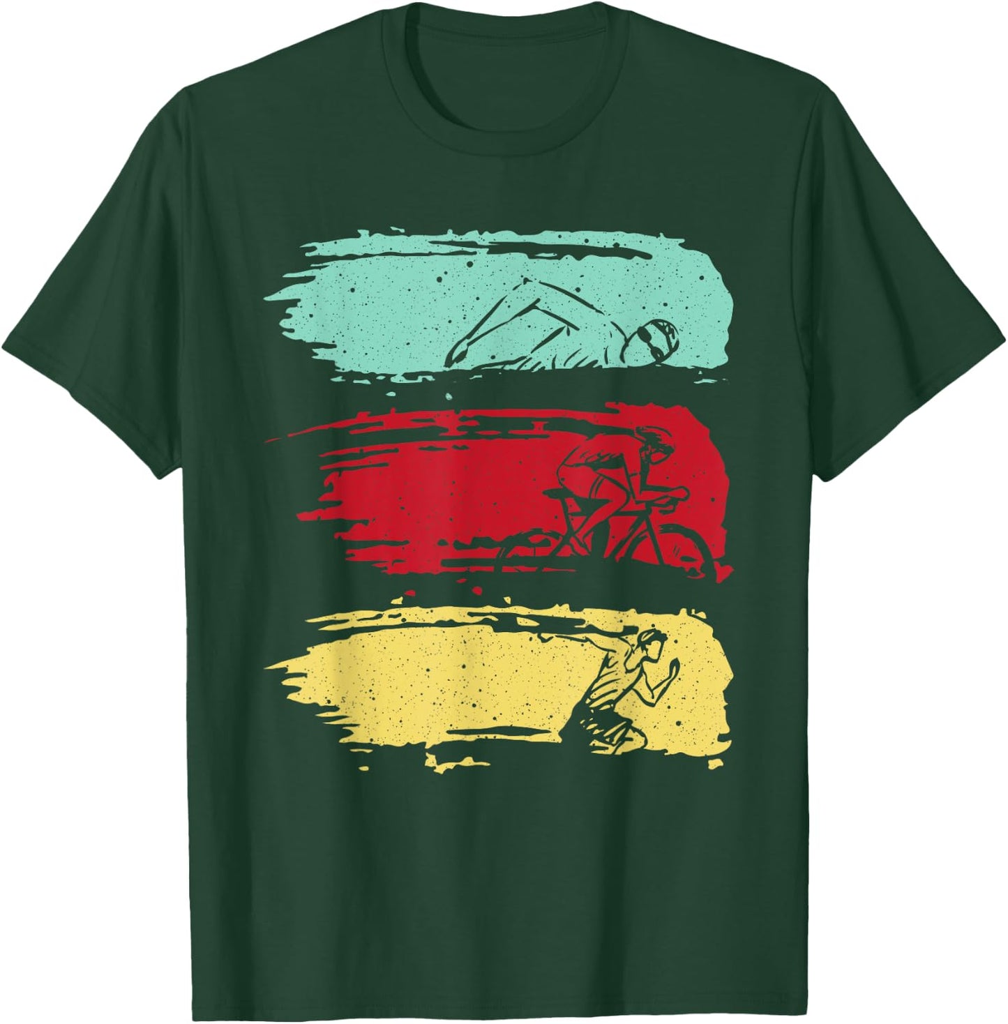 Funny Triathlon Swim Bike Run Design Men Women Triathletes T-Shirt - T-Shirt | Forest