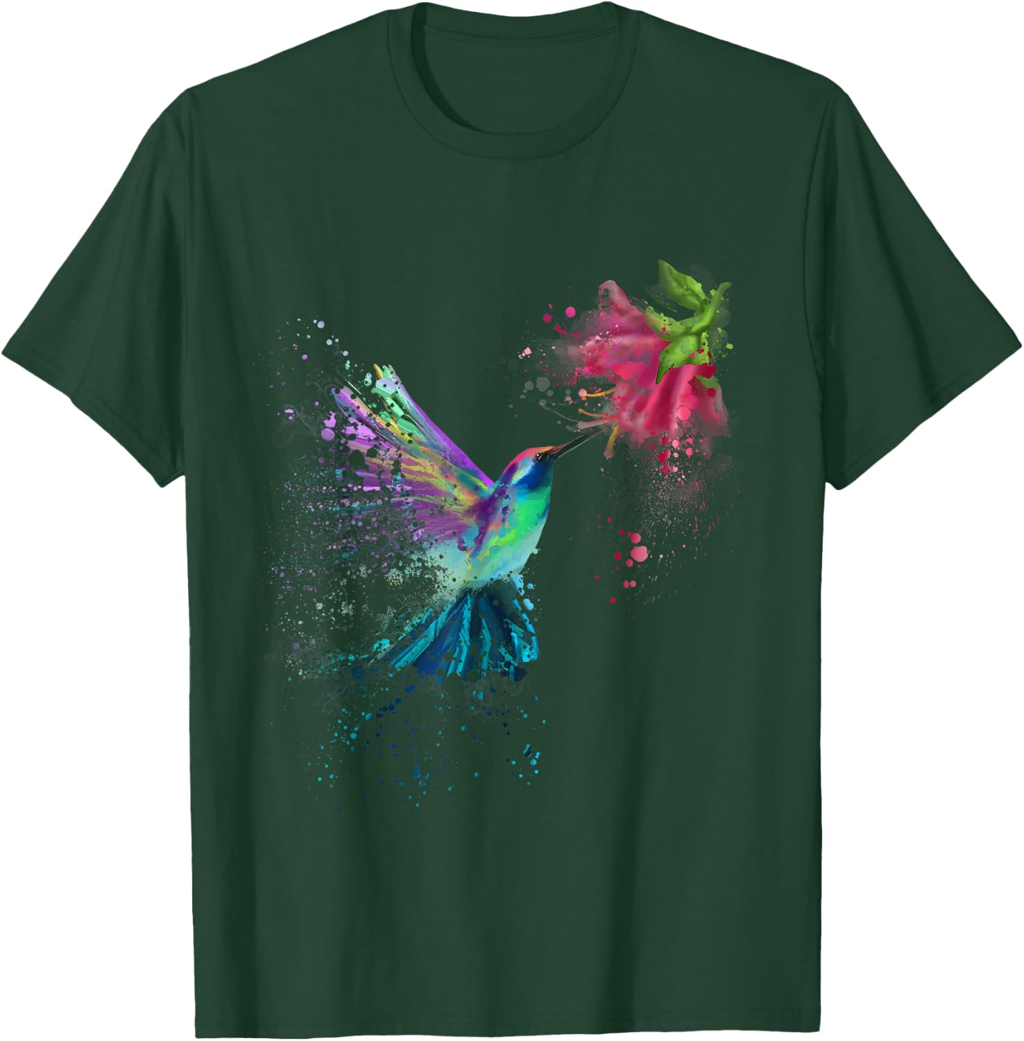 Hummingbird and Flower Bird Watcher Hummingbird Lover T-Shirt - T-Shirt | Forest