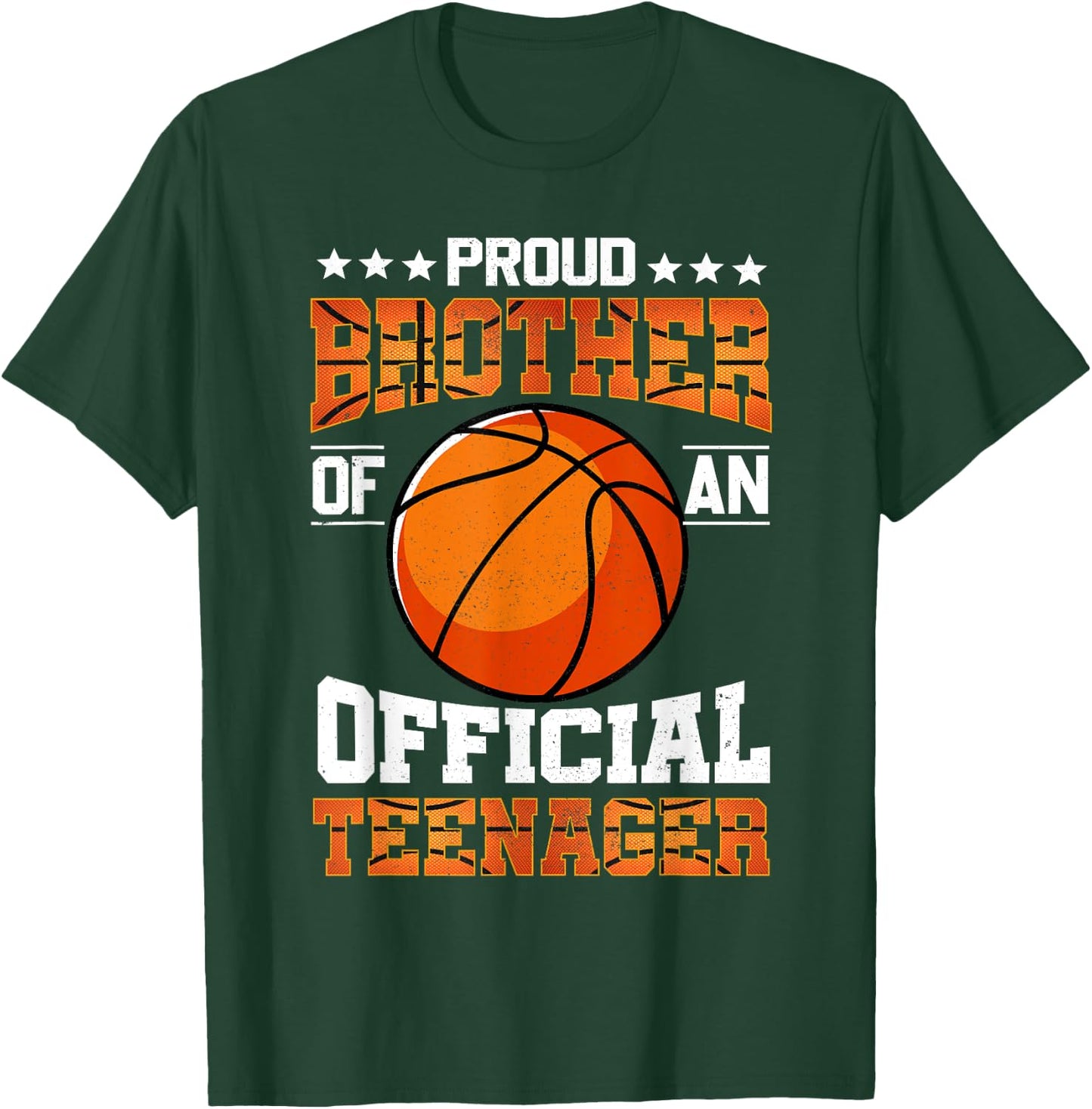 Proud Brother Of An Official Teenager Shirt Basketball Bro T-Shirt - T-Shirt | Forest