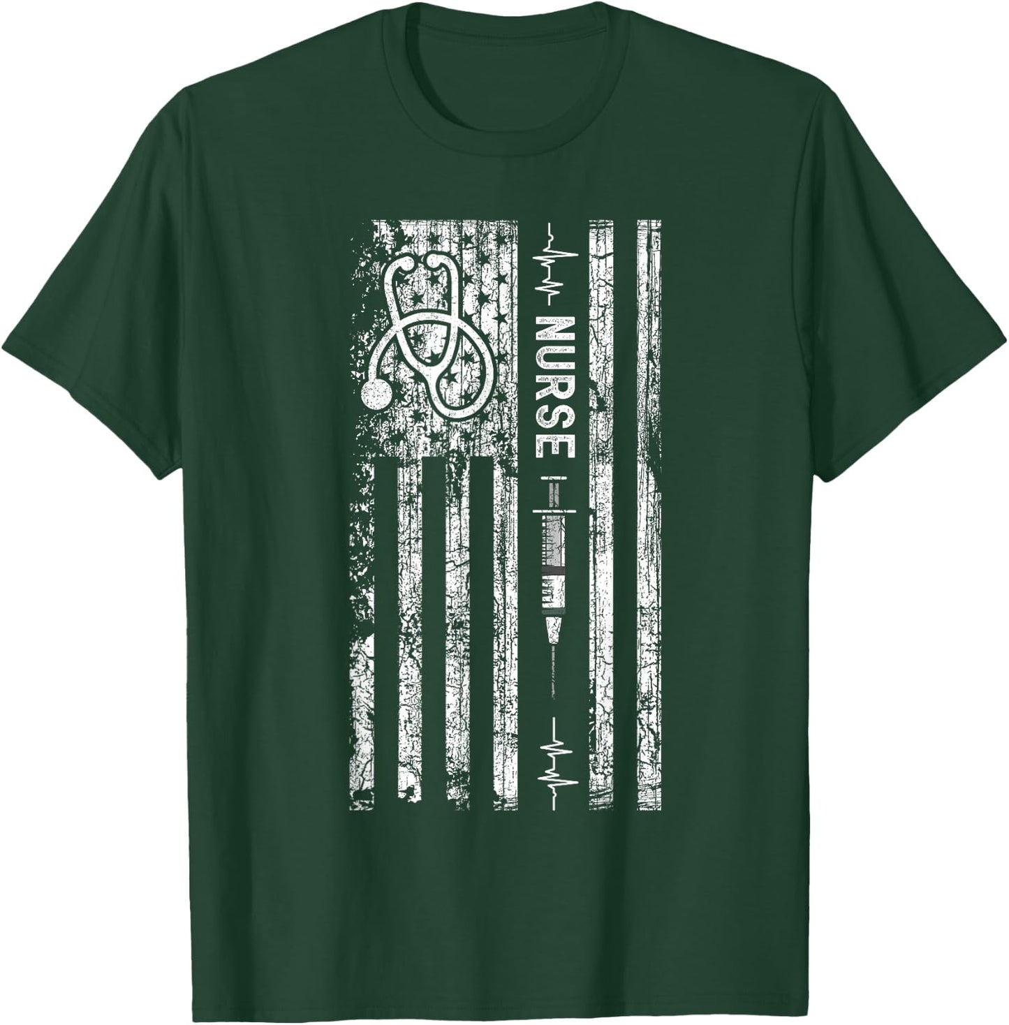 Vintage American Flag Nurse T-Shirt - T-Shirt | Forest