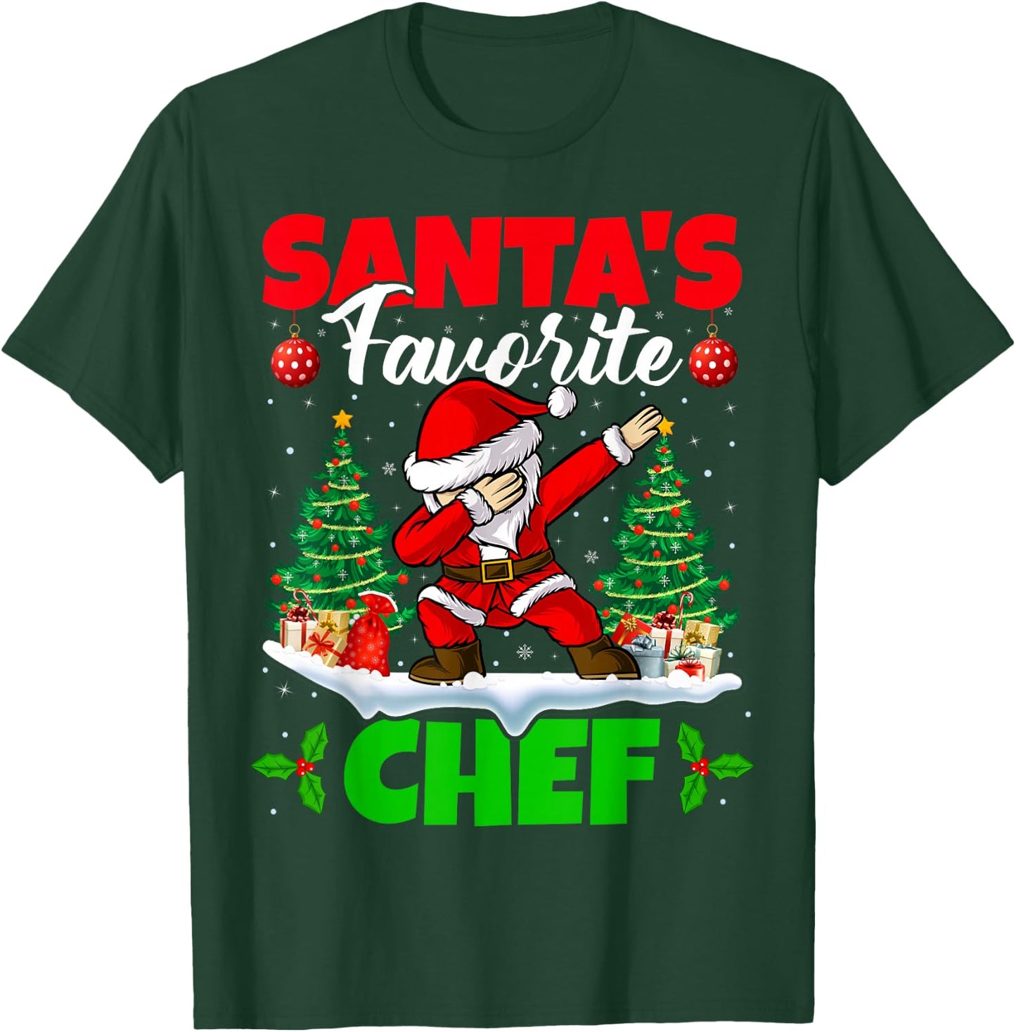Xmas Dabbing Santa's Favorite Chef Christmas T-Shirt - T-Shirt | Forest