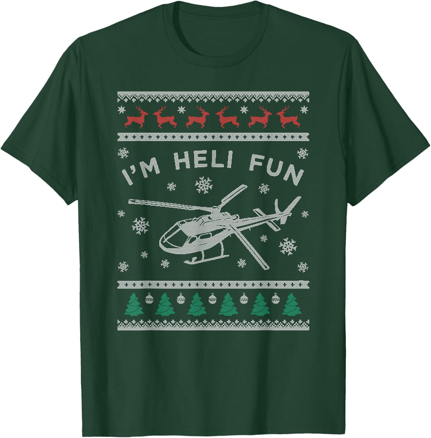 Helicopter Ugly Christmas Sweater , Heli Pilot T-Shirt - T-Shirt | Forest