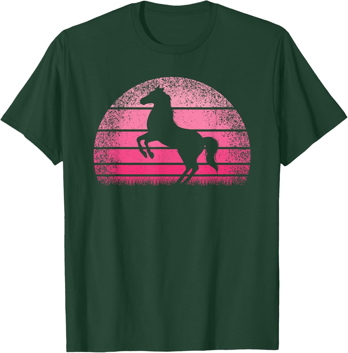 Retro Horse Horseback Riding Horse Lover Cowgirl Women Girls T-Shirt - T-Shirt | Forest
