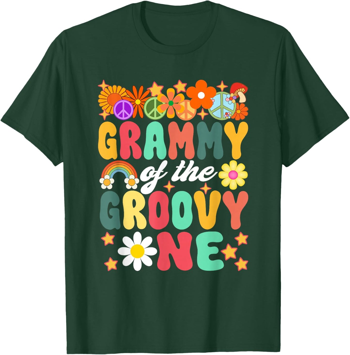 Retro Grammy of Groovy One Matching Family 1st Birthday T-Shirt - T-Shirt | Forest