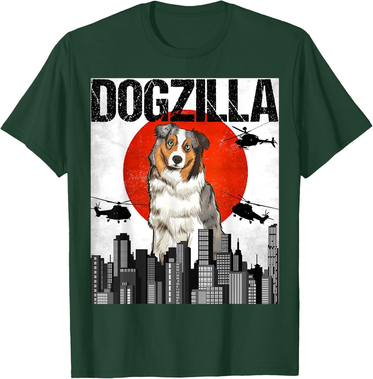 Chienzilla Dogzilla Japanese Australian Shepherd Dog Men Women T-Shirt - T-Shirt | Forest