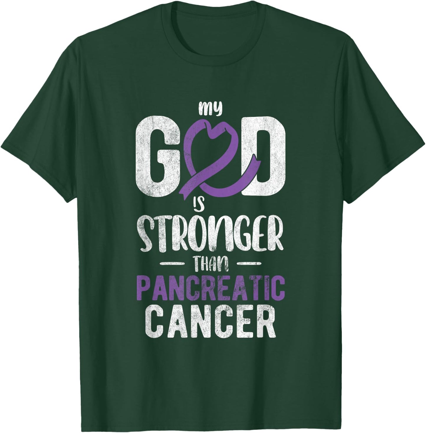 My God Stronger Than Pancreatic Cancer Awareness T-Shirt - T-Shirt | Forest